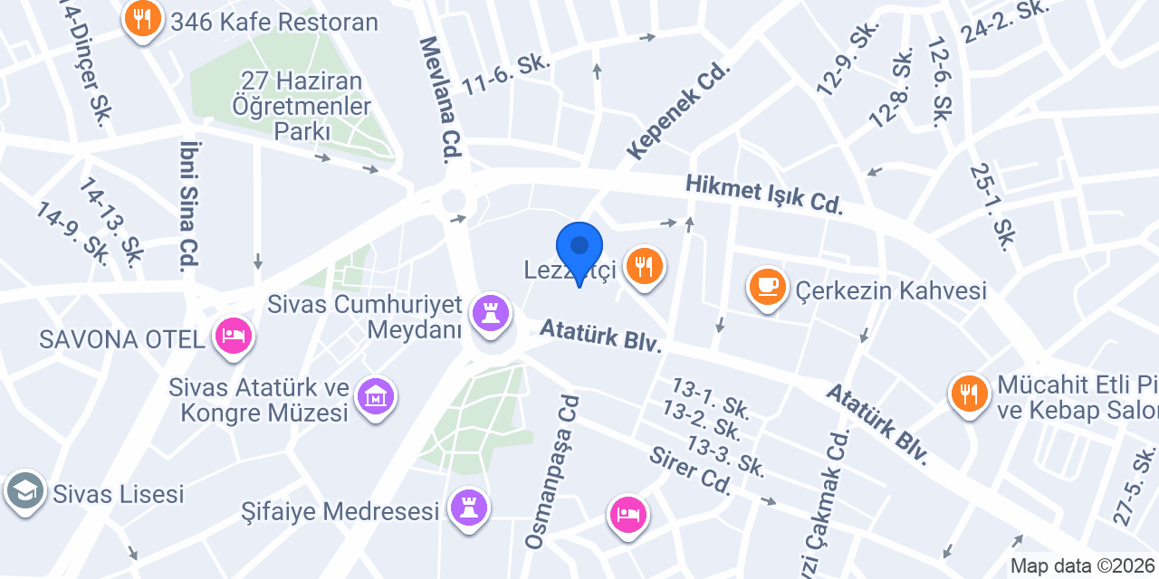 Sivas Belediyesi konumu