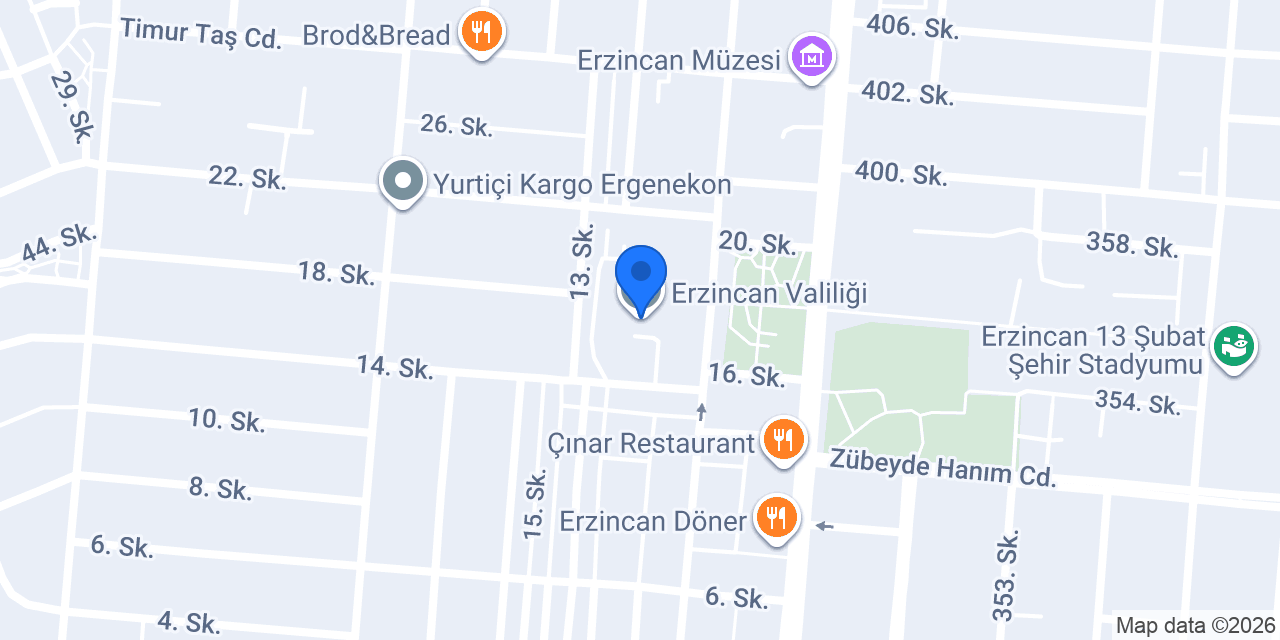 Erzincan Valiliği konumu