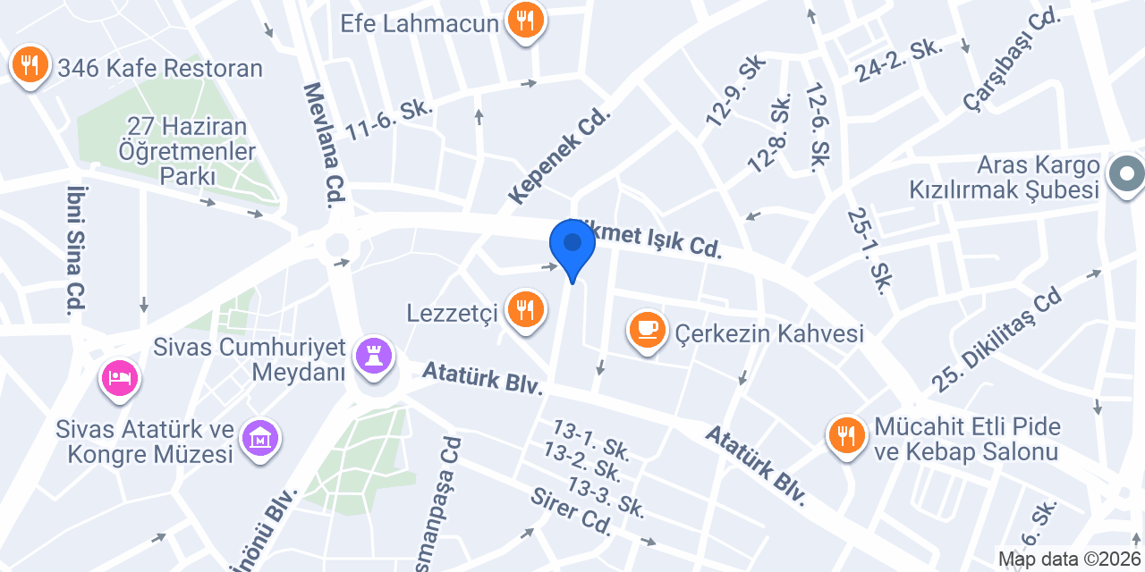 Sivas Sultan Otel konumu