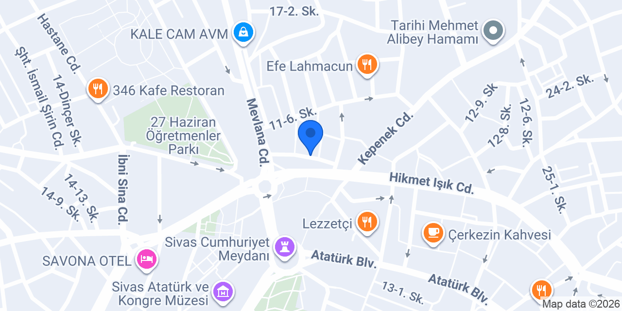Mega Kitabevi Sivas konumu