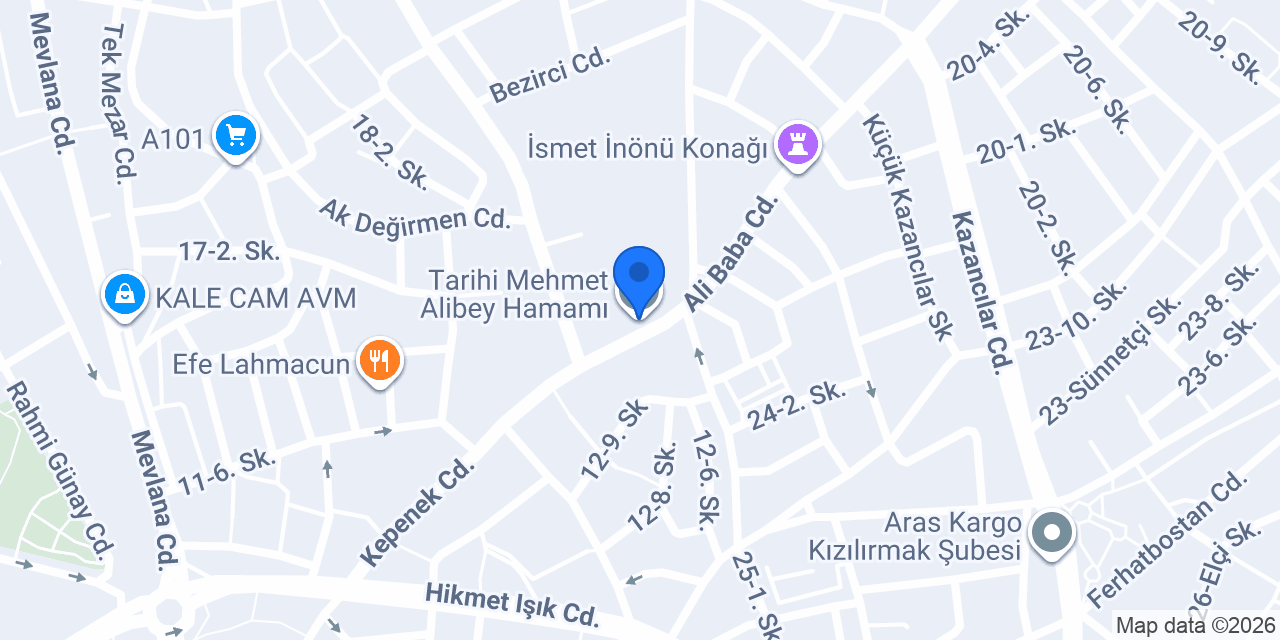 Tarihi Mehmet Alibey Hamamı konumu