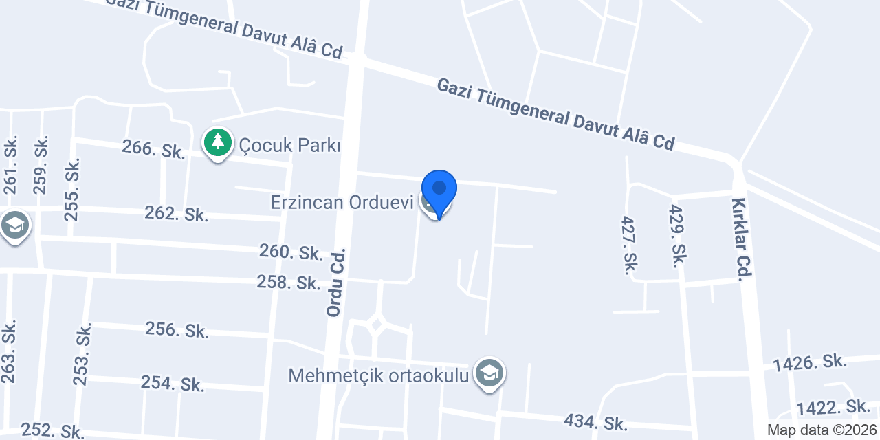 Erzincan Orduevi konumu