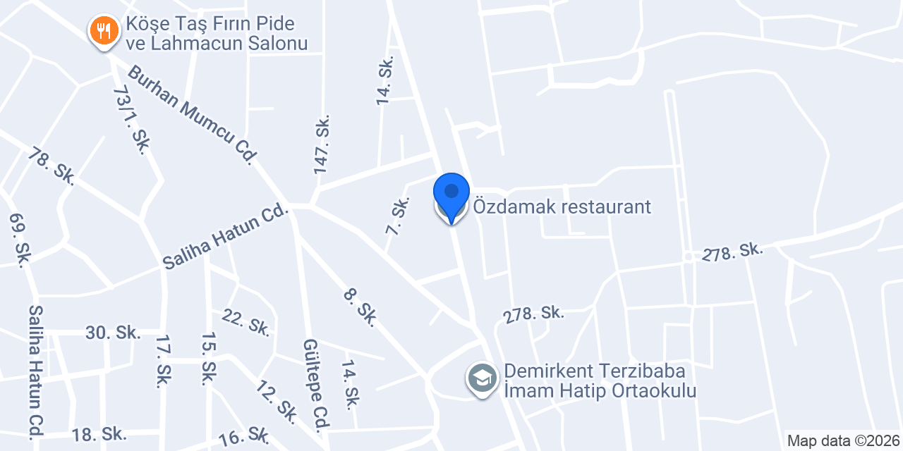 Özdamak restaurant konumu