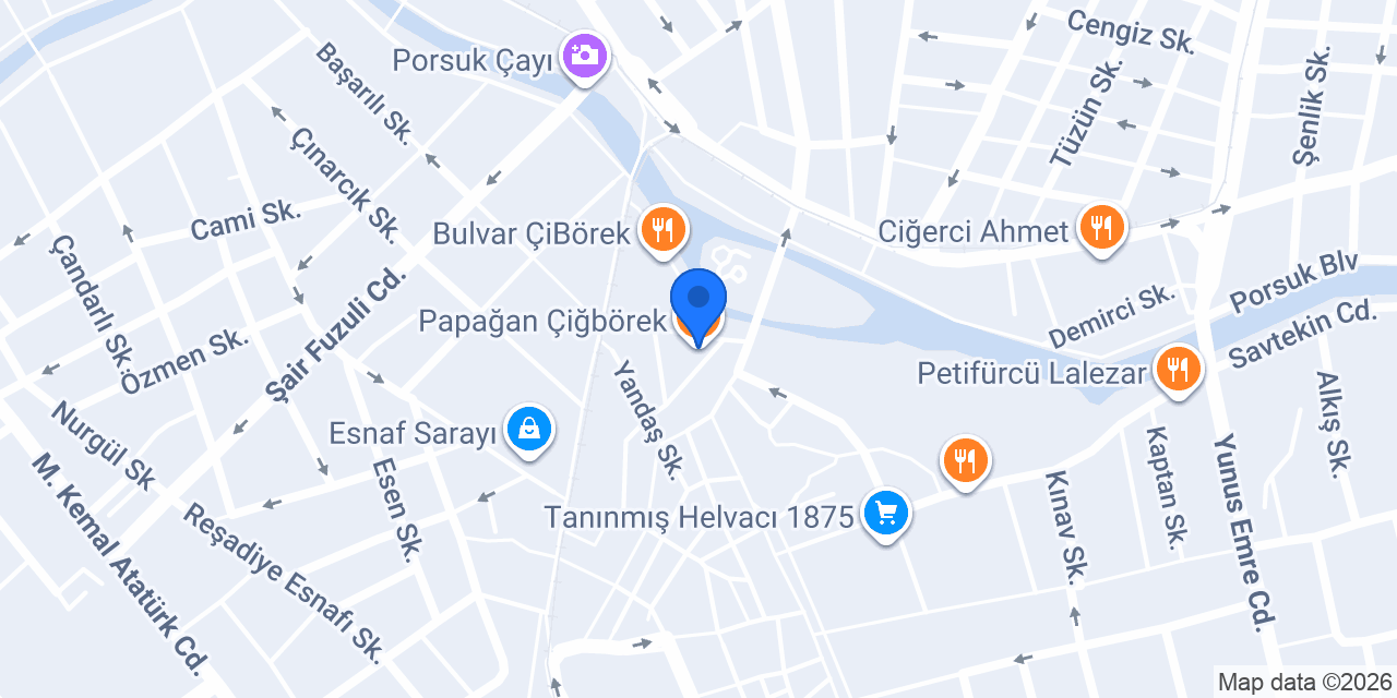 Papağan Çiğbörek konumu