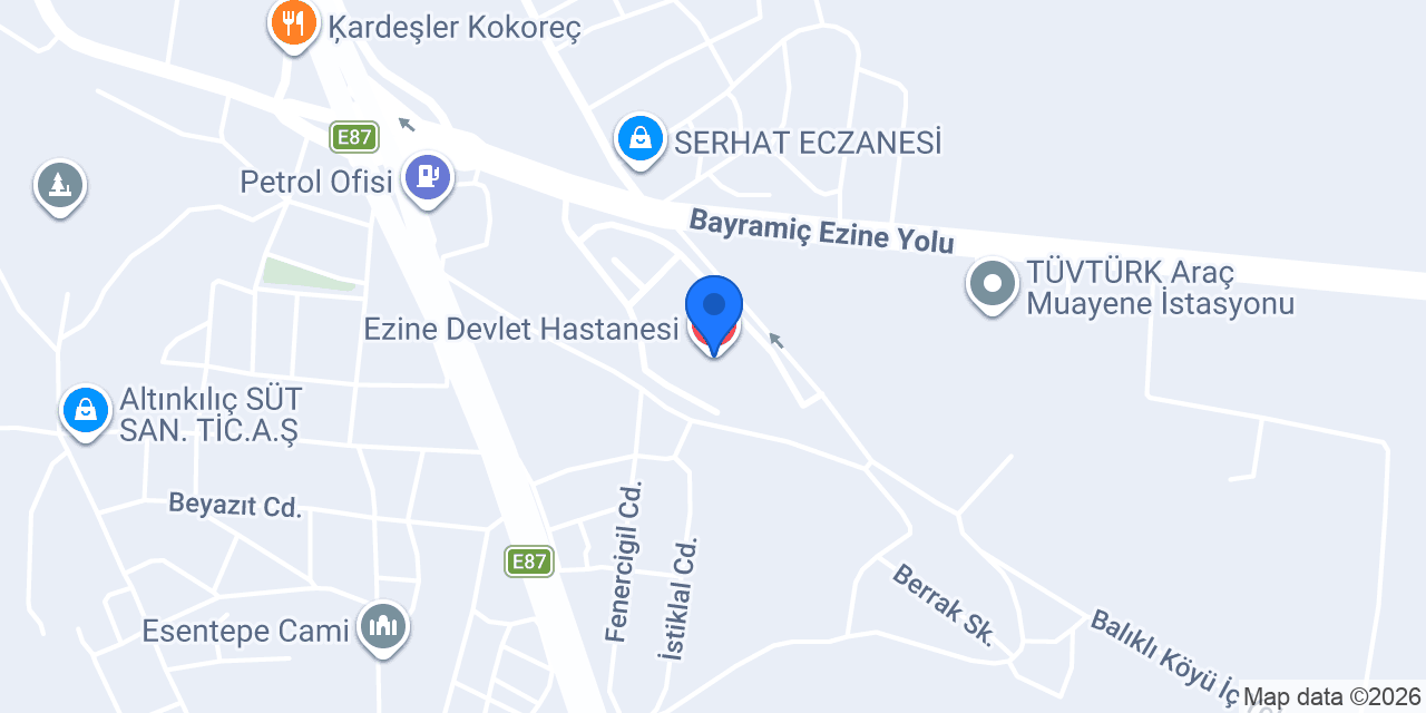 Ezine Devlet Hastanesi konumu