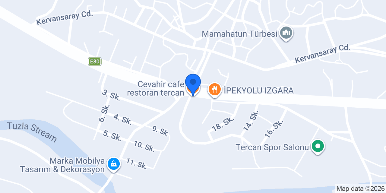 Cevahir cafe restoran tercan konumu