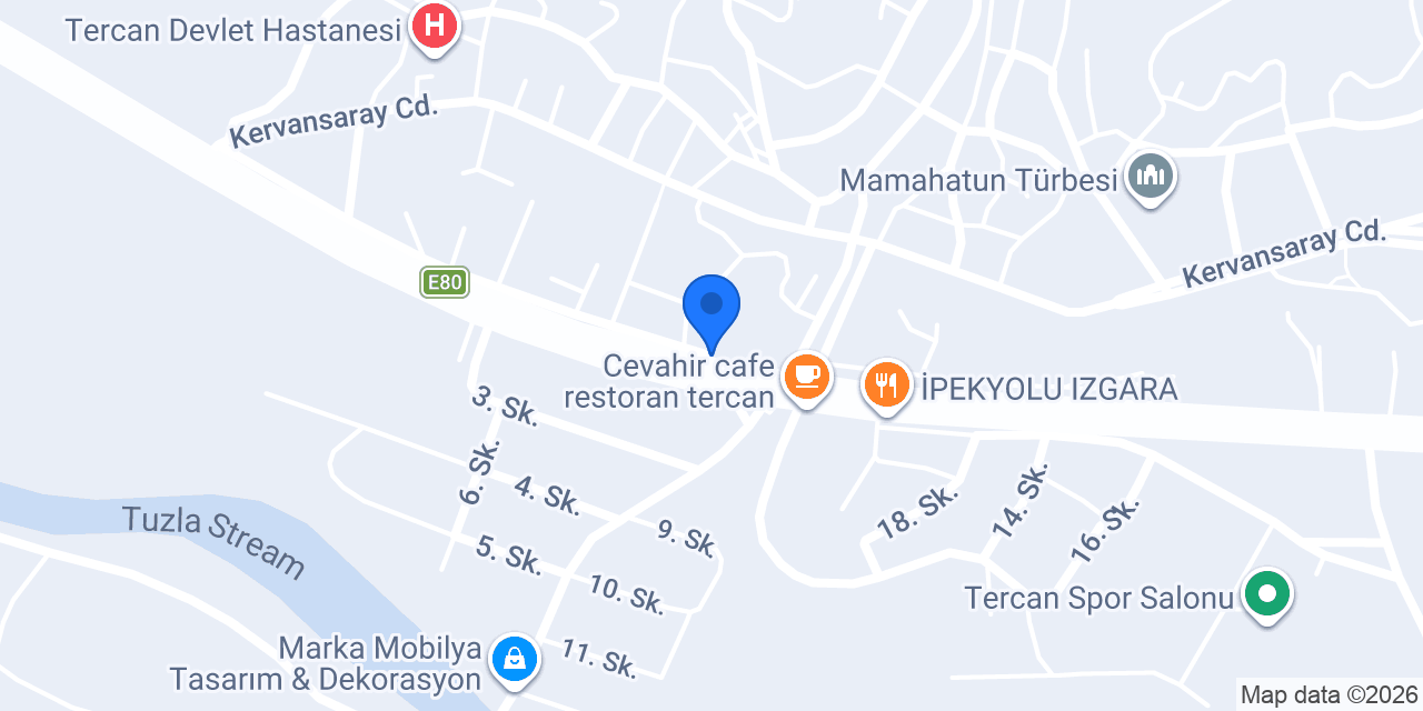 Tercan mert oto lastik konumu