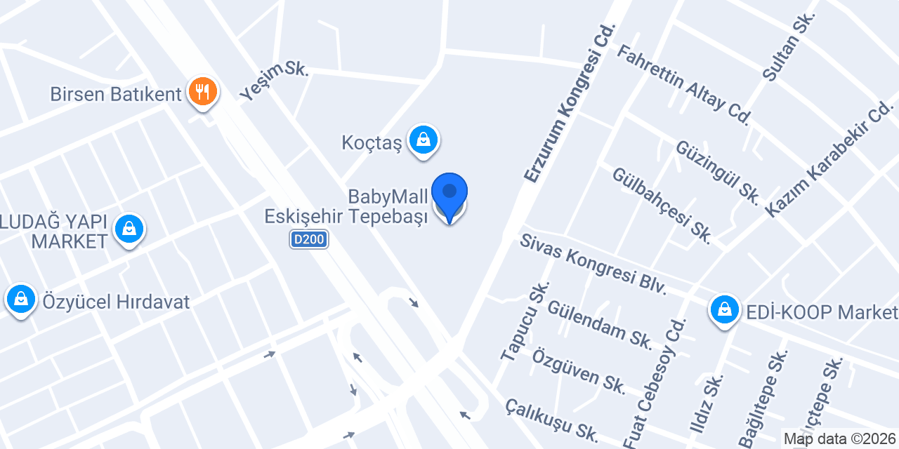 BabyMall Eskişehir Tepebaşı konumu