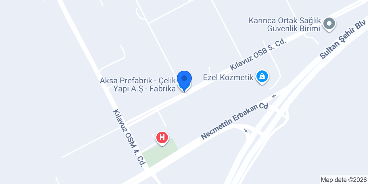Aksa Prefabrik - Çelik Yapı A.Ş - Fabrika konumu