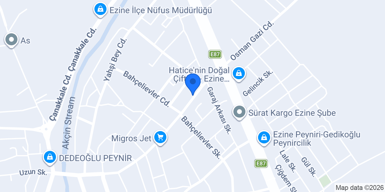 Hanımeli Ezine Pansiyon konumu