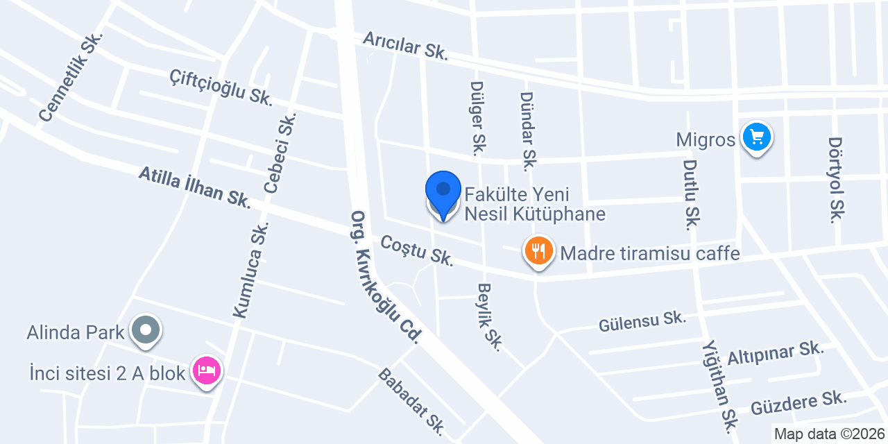 Fakülte Yeni Nesil Kütüphane konumu