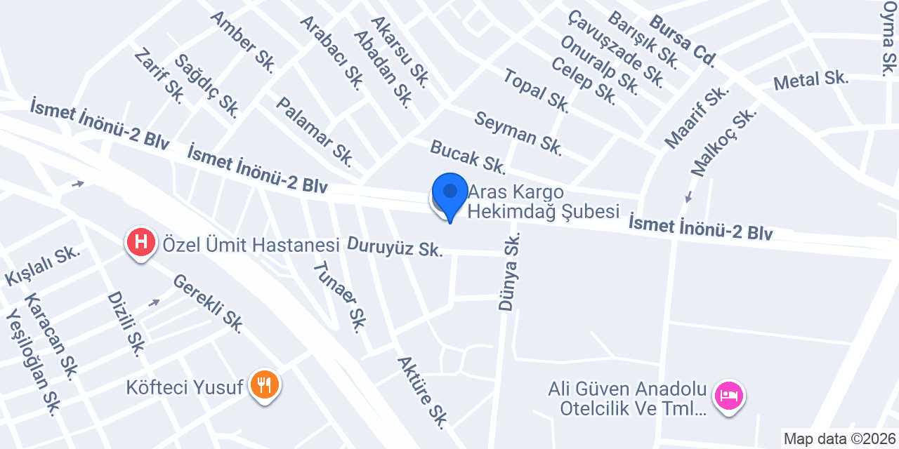 Aras Kargo Hekimdağ Şubesi konumu