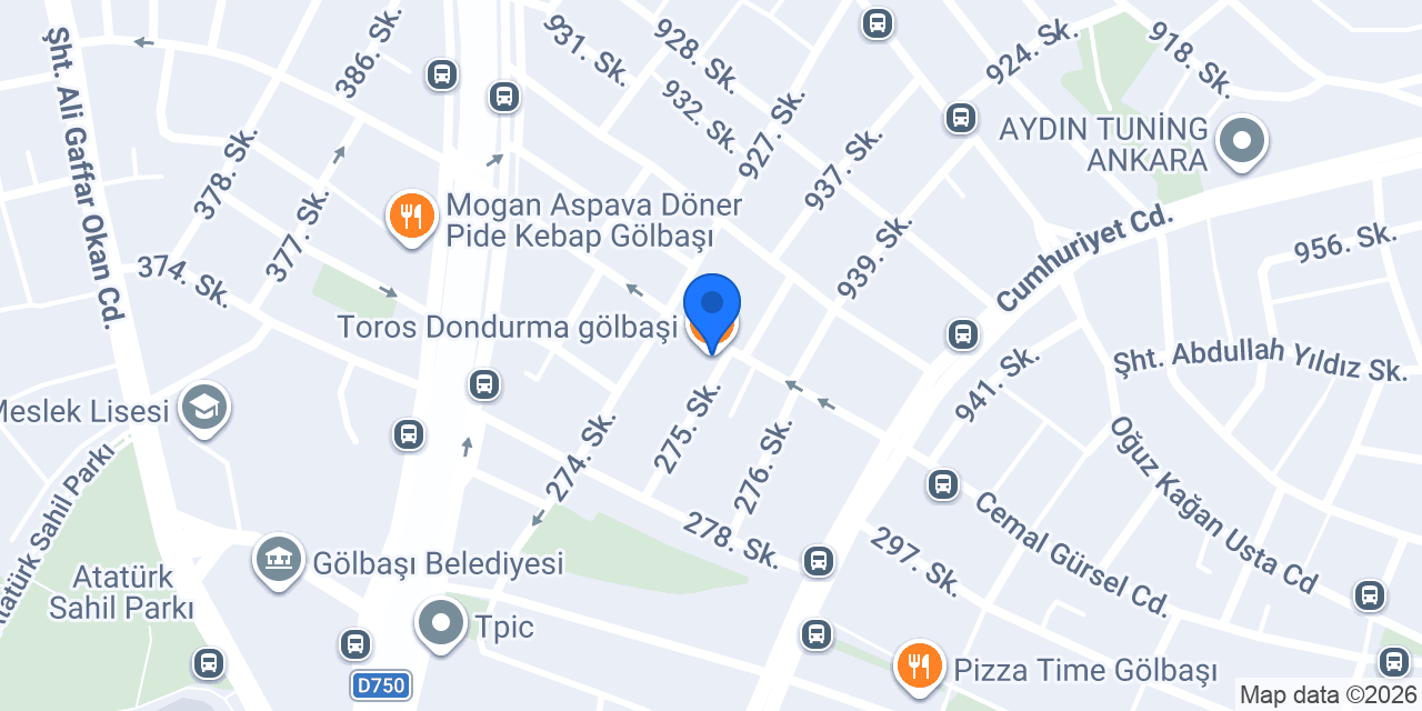 Toros Dondurma gölbaşi konumu