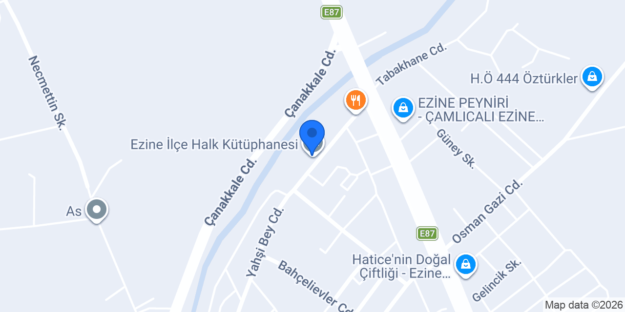 Ezine İlçe Halk Kütüphanesi konumu