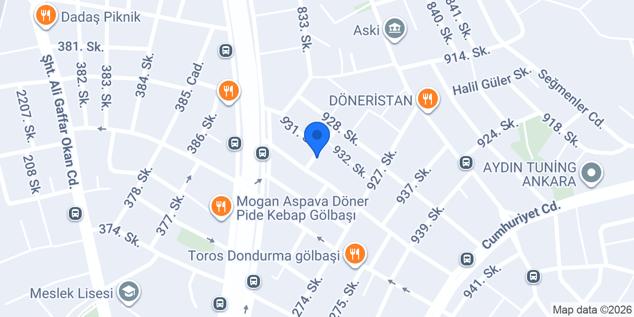 Yüceler Oto Lastik konumu