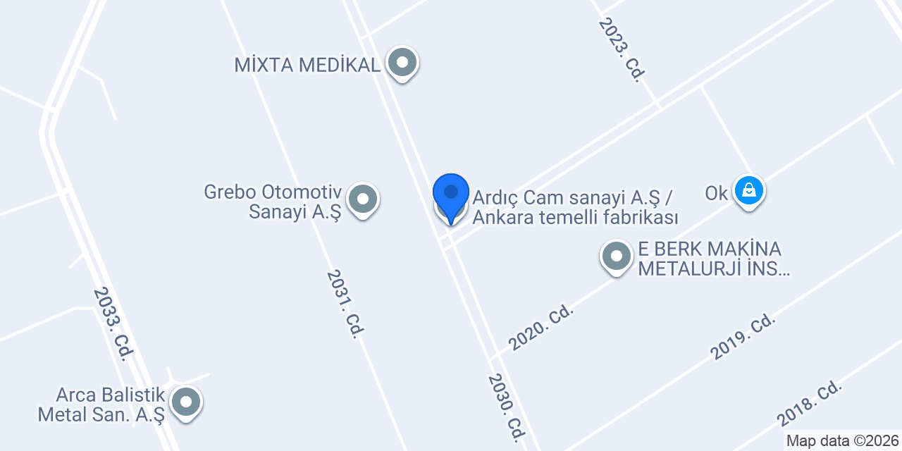 Ardıç Cam sanayi A.Ş / Ankara temelli fabrikası konumu