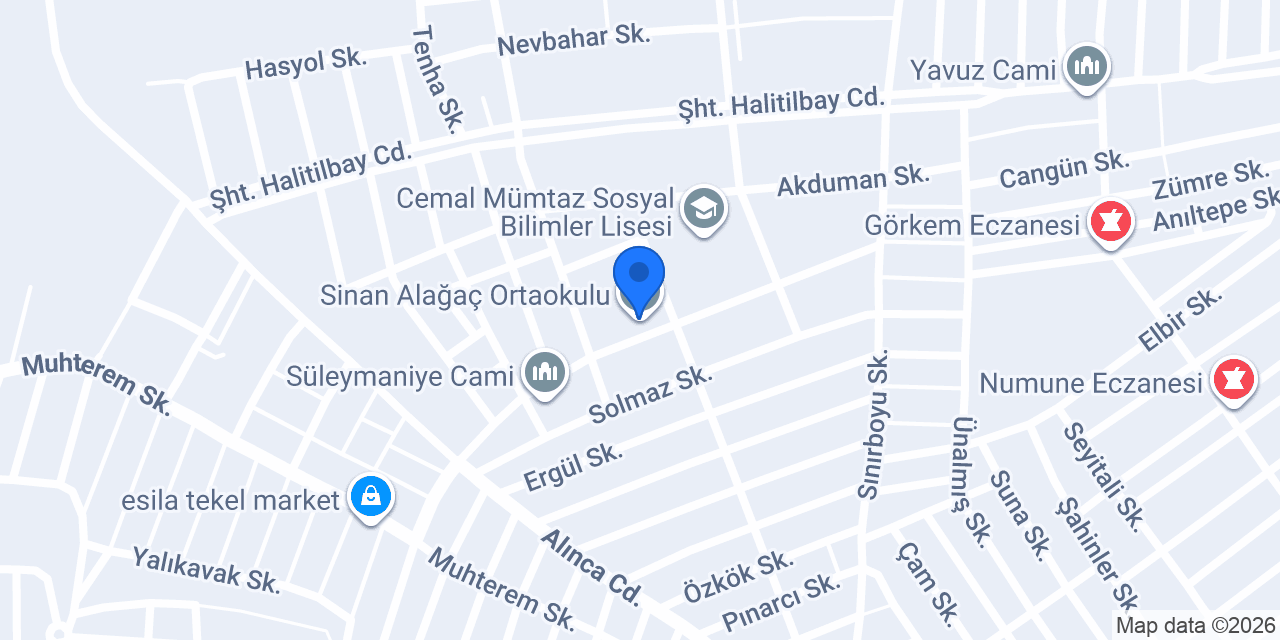 Sinan Alağaç Ortaokulu konumu