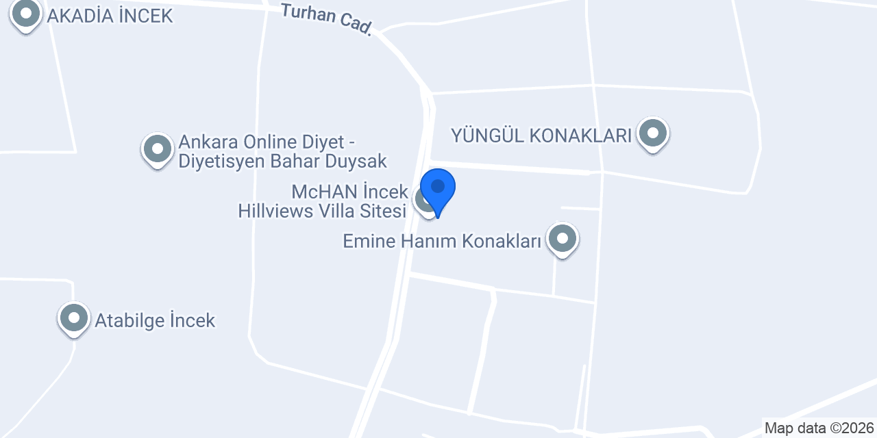 McHAN İncek Hillviews Villa Sitesi konumu