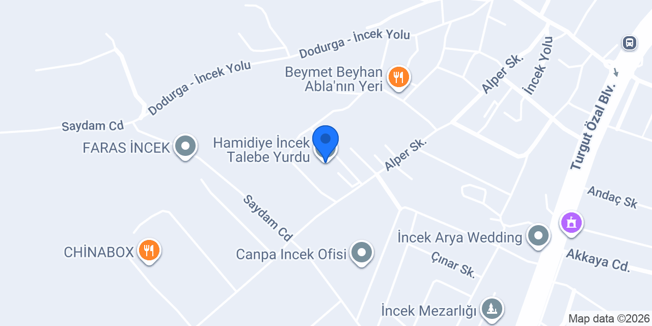 Hamidiye İncek Talebe Yurdu konumu