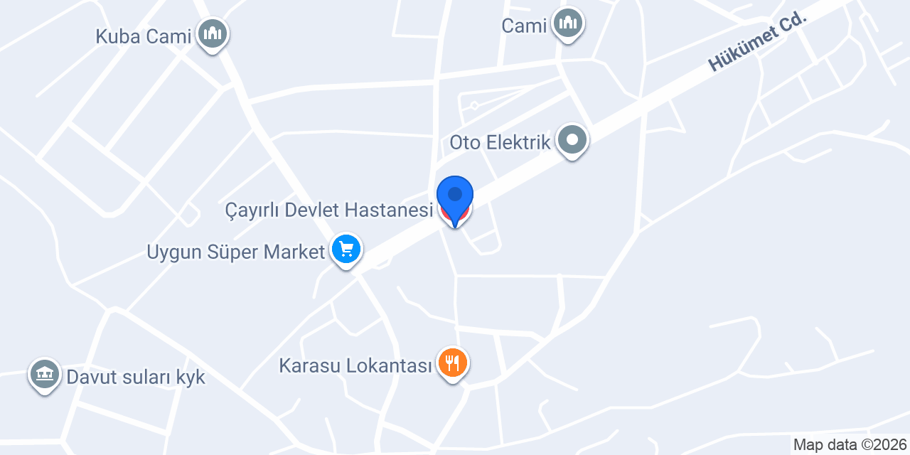 Çayırlı Devlet Hastanesi konumu