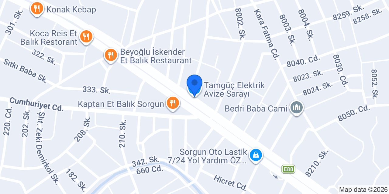 Tamgüç Elektrik Avize Sarayı konumu