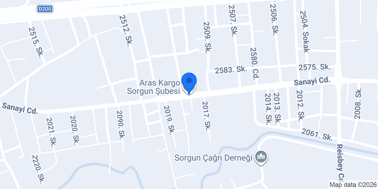Aras Kargo Sorgun Şubesi konumu