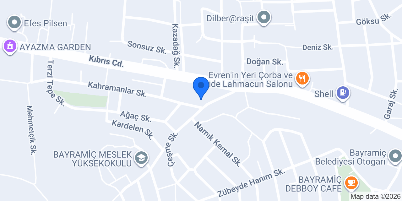 Çağdaş kız öğrenci yurdu bayramiç konumu