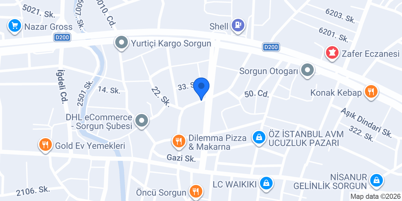 %100 Sigortacı Sorgun Şubesi konumu
