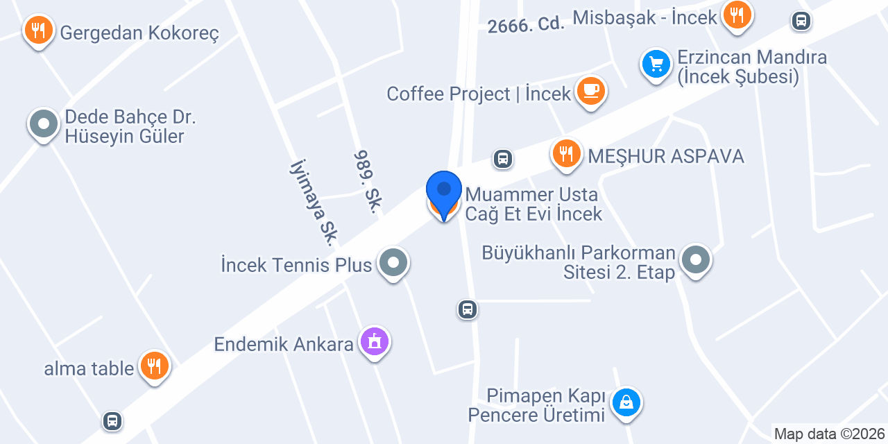 Muammer Usta Cağ Et Evi İncek konumu