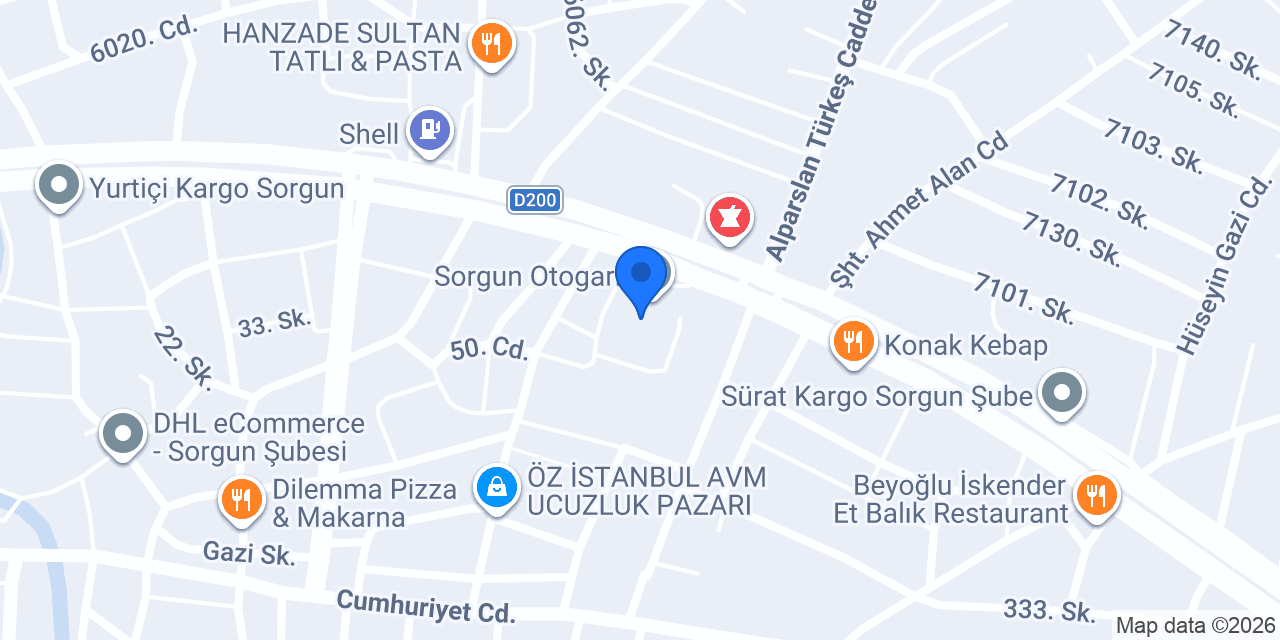 Sorgun Belediyesi konumu
