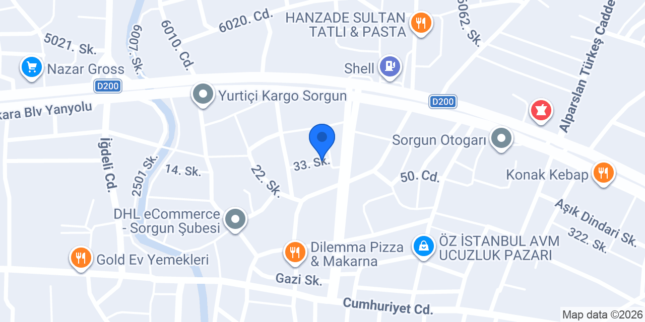 ANKA MOBİLYA YOZGAT SORGUN konumu