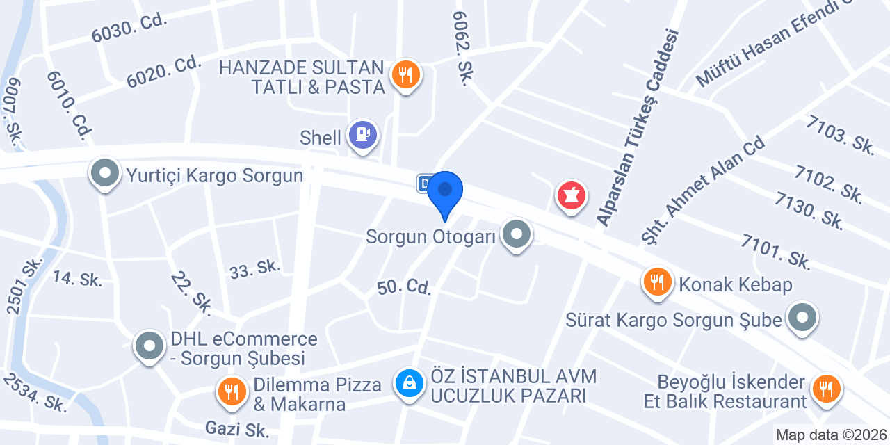 Huzur Otel konumu