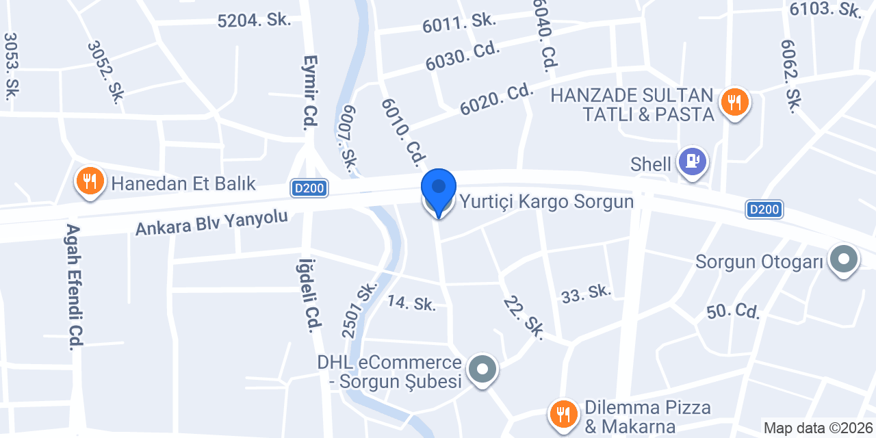 Yurtiçi Kargo Sorgun konumu