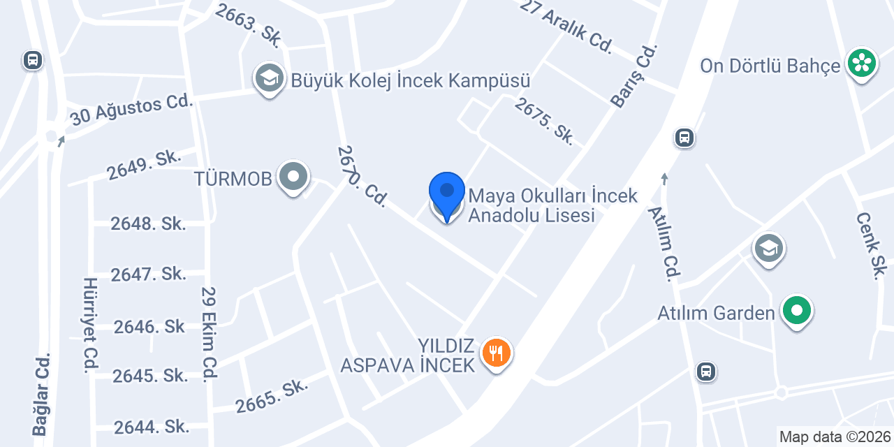 Maya Okulları İncek Anadolu Lisesi konumu