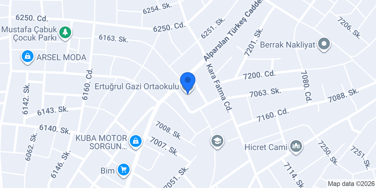Ertuğrul Gazi Ortaokulu konumu