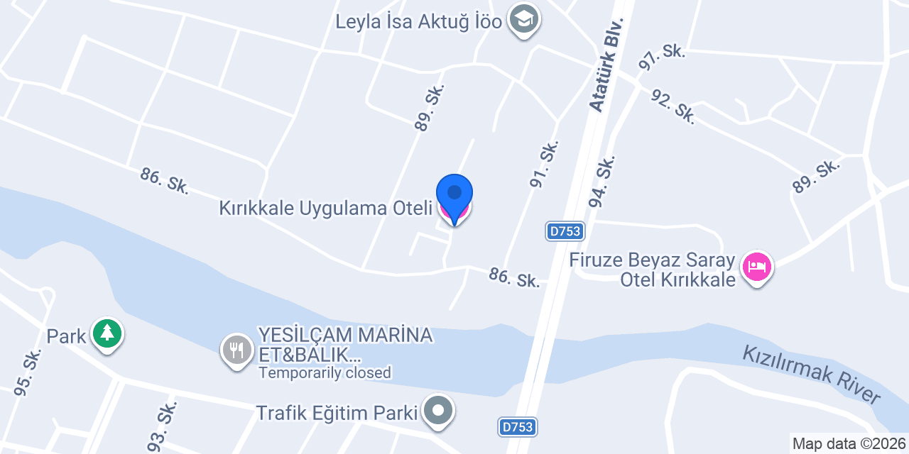 Kırıkkale Uygulama Oteli konumu