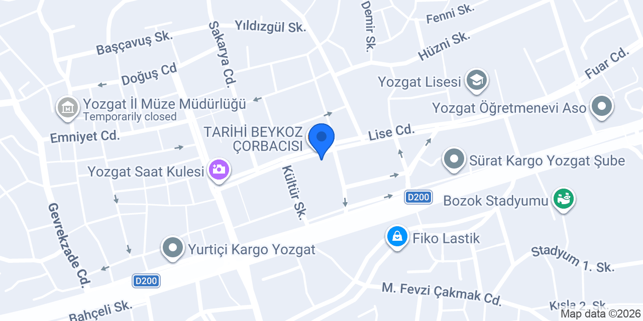 HANZADE BAKLAVA YOZGAT konumu