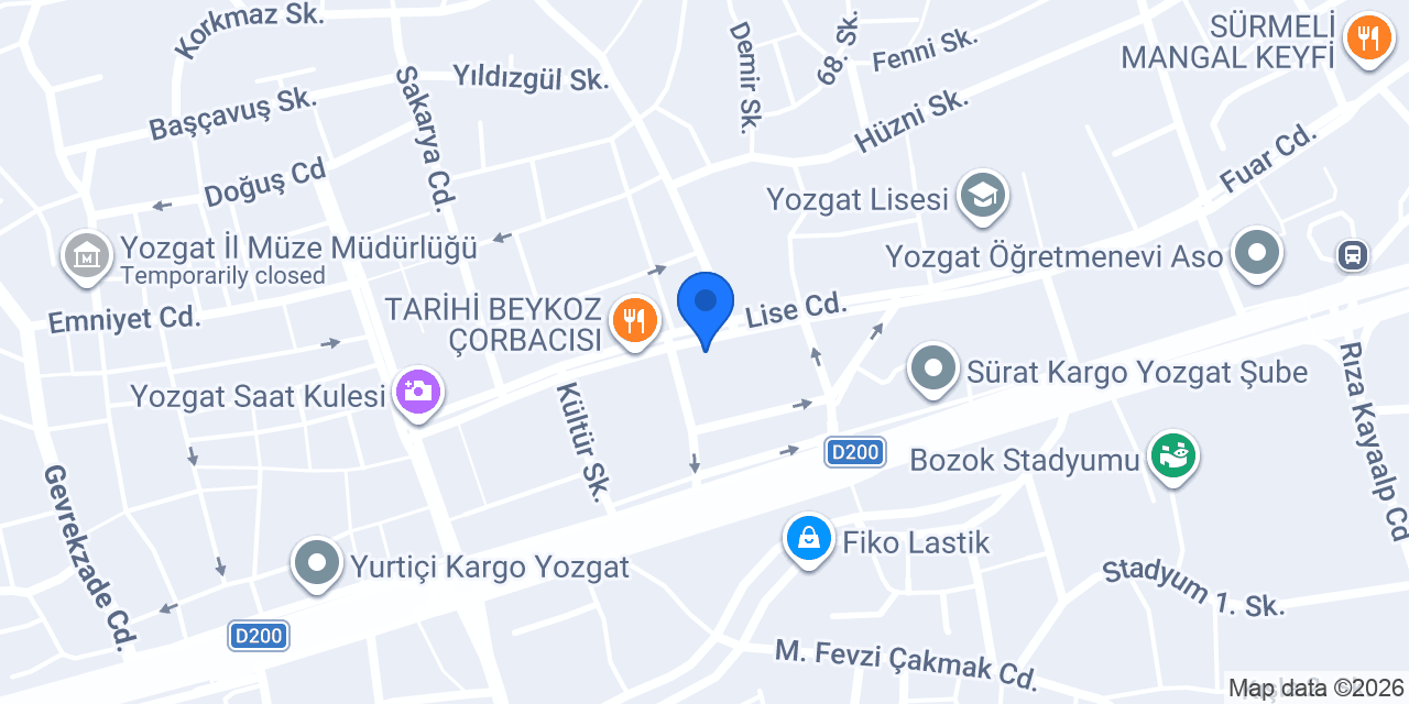 Türkiye Finans Yozgat Şubesi konumu