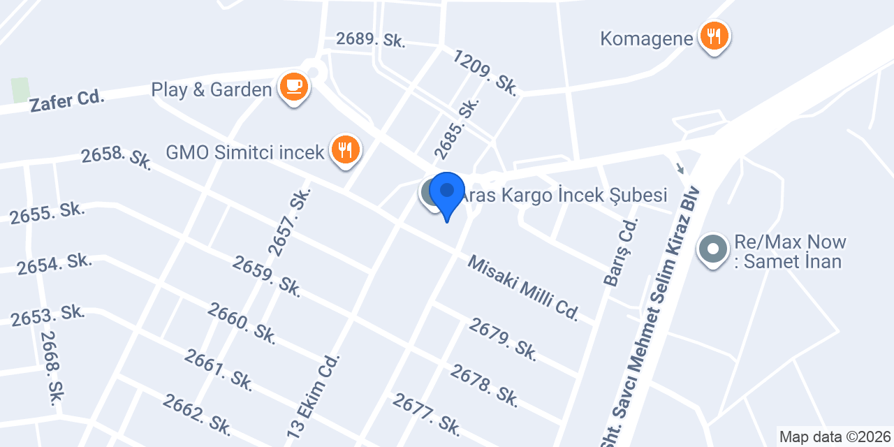 Sürat Kargo İncek Şube konumu