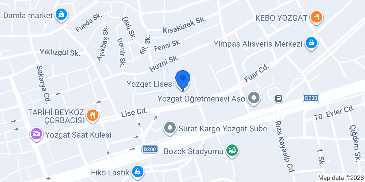 Yozgat Lisesi konumu