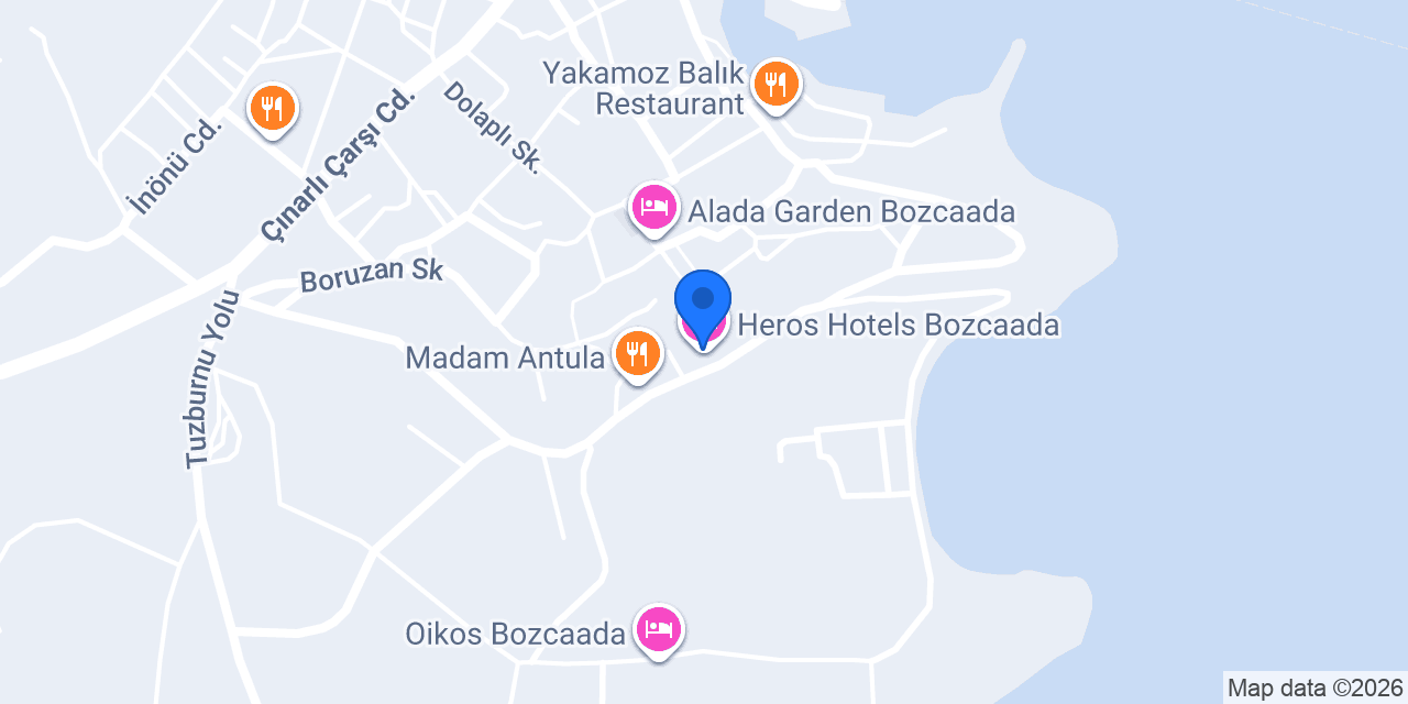 Heros Hotels Bozcaada konumu