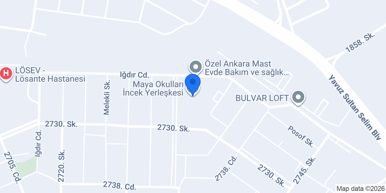 Maya Okulları İncek Yerleşkesi konumu