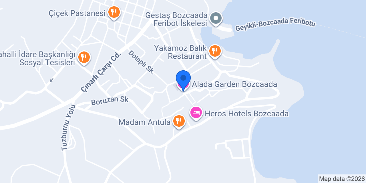 Alada Garden Bozcaada konumu