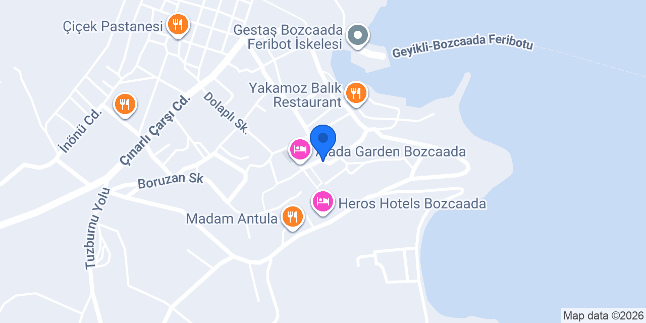 Tenedion Otel konumu