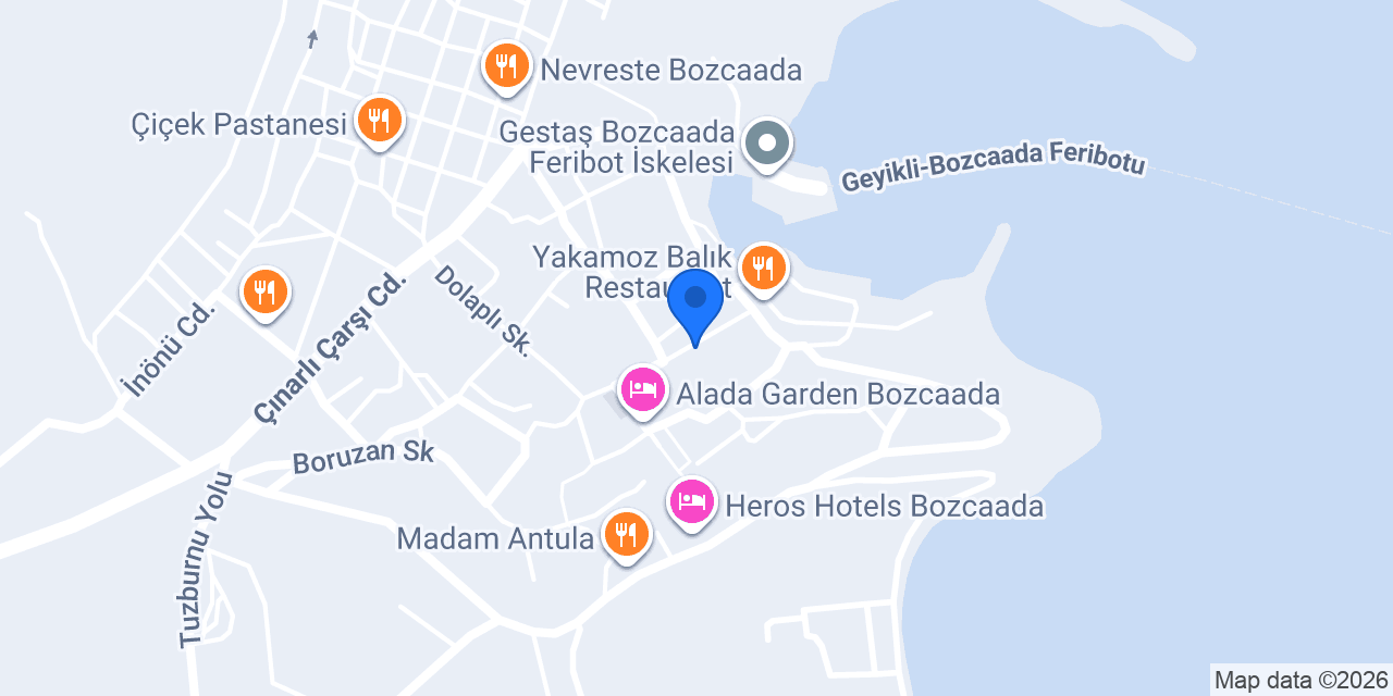 Delos Otel konumu