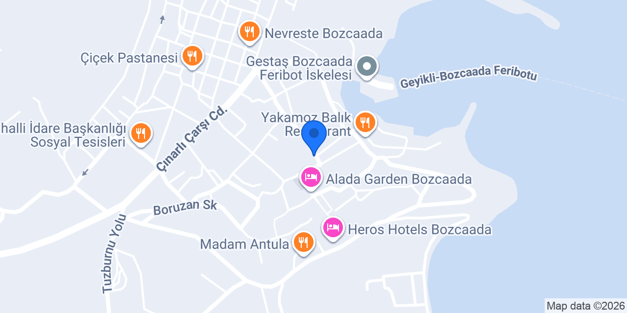Bozcaada Pansiyon konumu