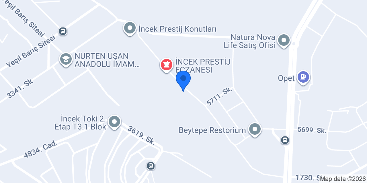 Dent Akbay İncek Diş Kliniği konumu