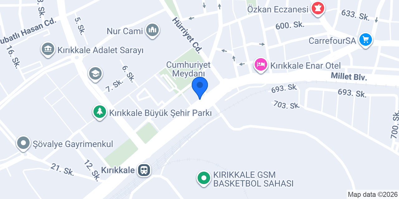 Ptt Kırıkkale Baş Müdürlüğü konumu