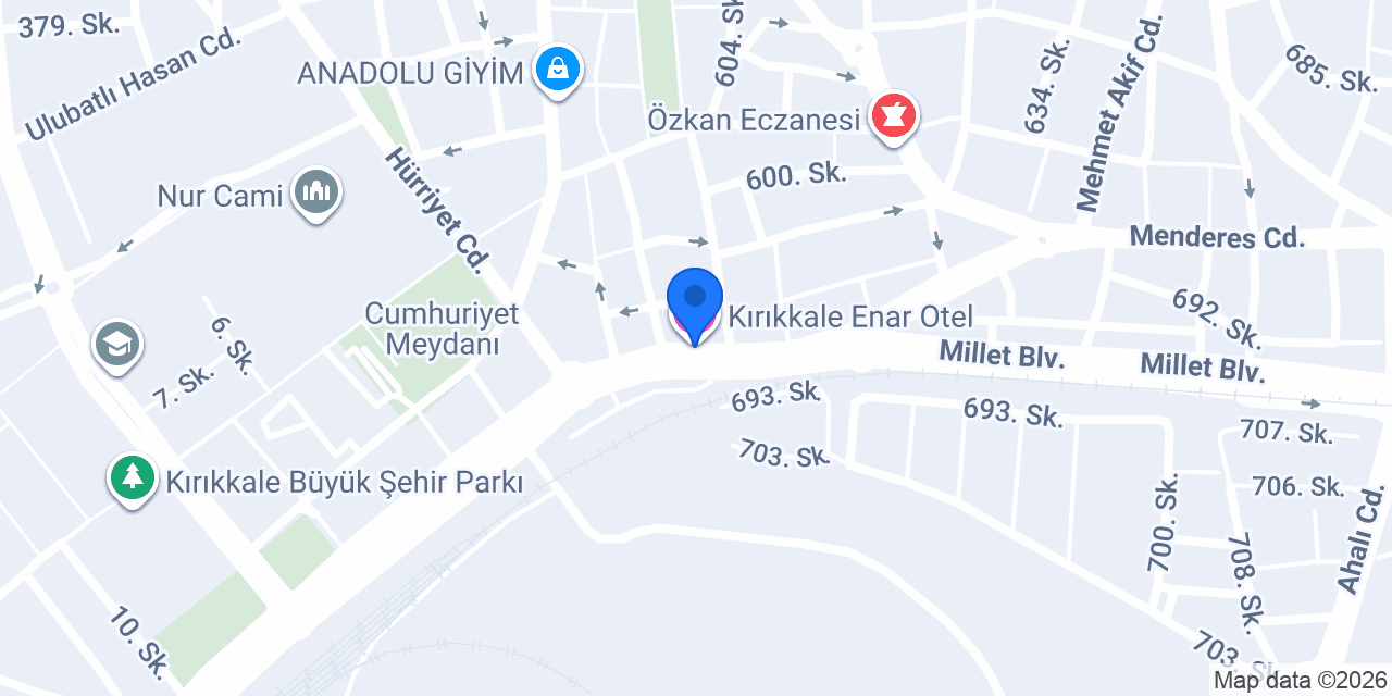 Kırıkkale Enar Otel konumu