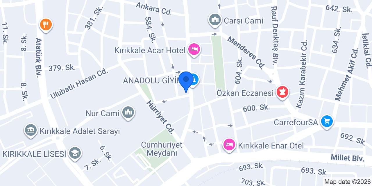 Garanti BBVA Kırıkkale Şubesi konumu